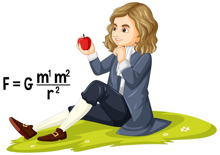 Vetor grátis sir isaac newton com a teoria da gravitação