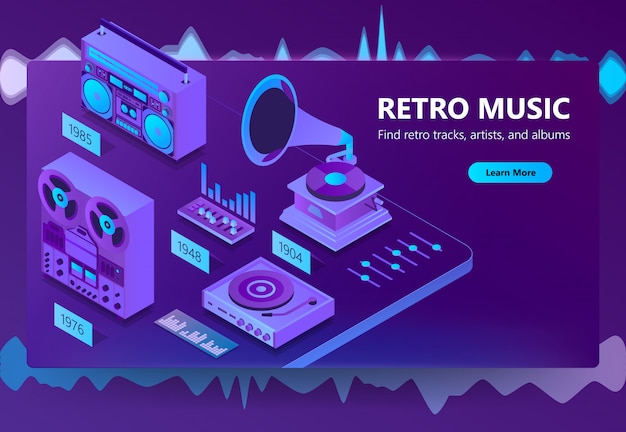 Vetor grátis site 3d isométrico de ouvir música