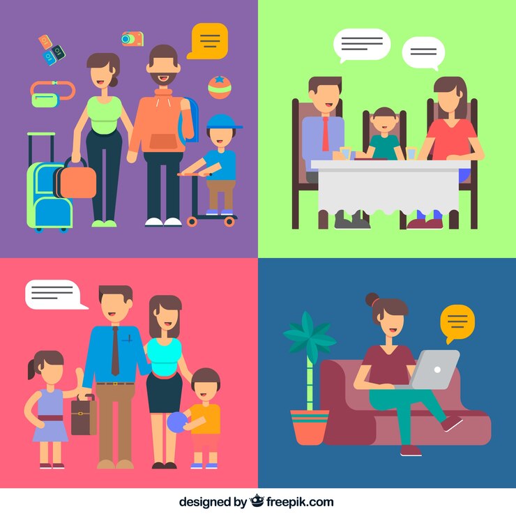 Vetor grátis situações familiares ícones