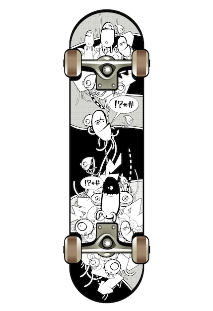 Skate com desenho de graffiti