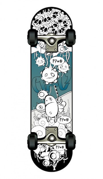 Skate com desenho de graffiti