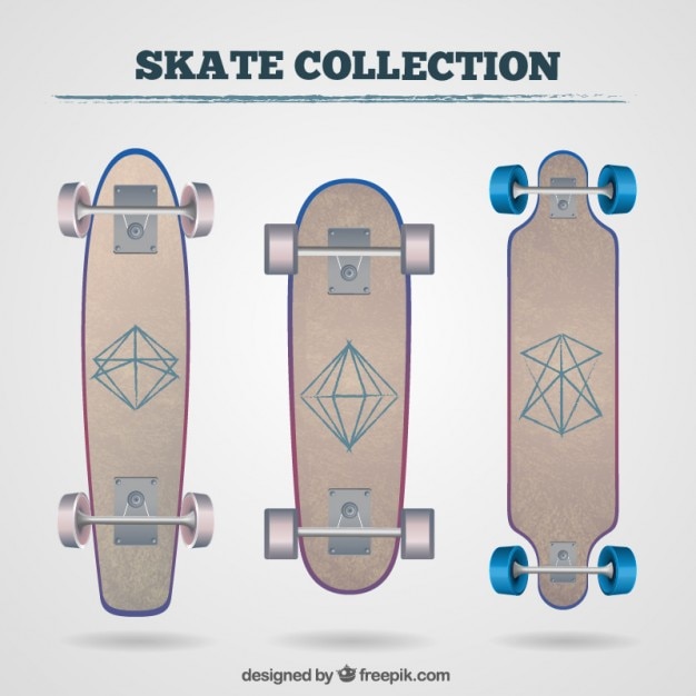 Vetor grátis skates com desenhos geométricos