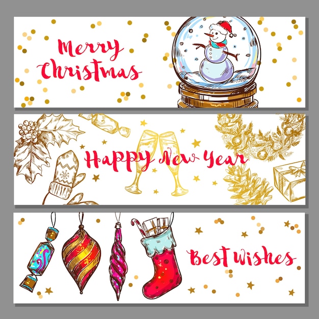 Sketch christmas banner set