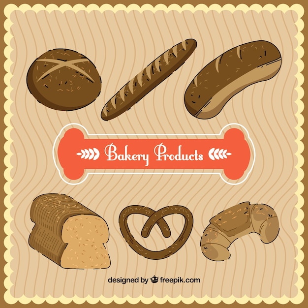Sketches coleção produtos de padaria