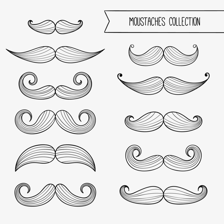 Vetor grátis sketchy coleção bigodes movember
