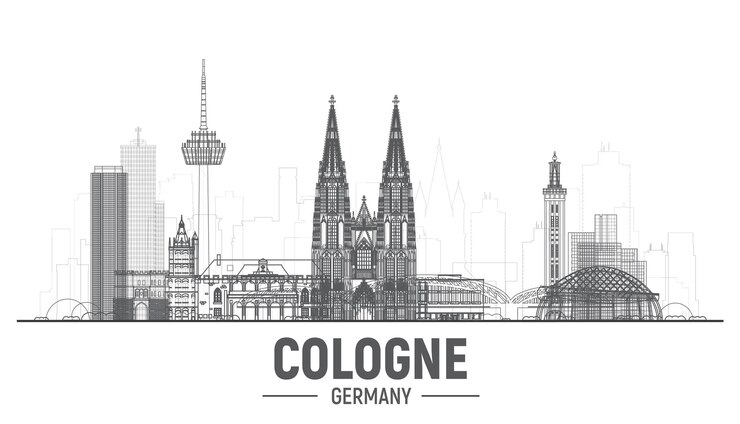 Vetor grátis skyline da silhueta da cidade de colônia alemanha com panorama no fundo branco ilustração vetorial conceito de viagens e turismo de negócios com edifícios antigos imagem para site de banner de apresentação