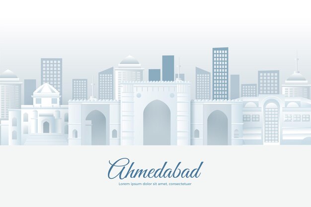 Vetor grátis skyline de ahmedabad em estilo de jornal