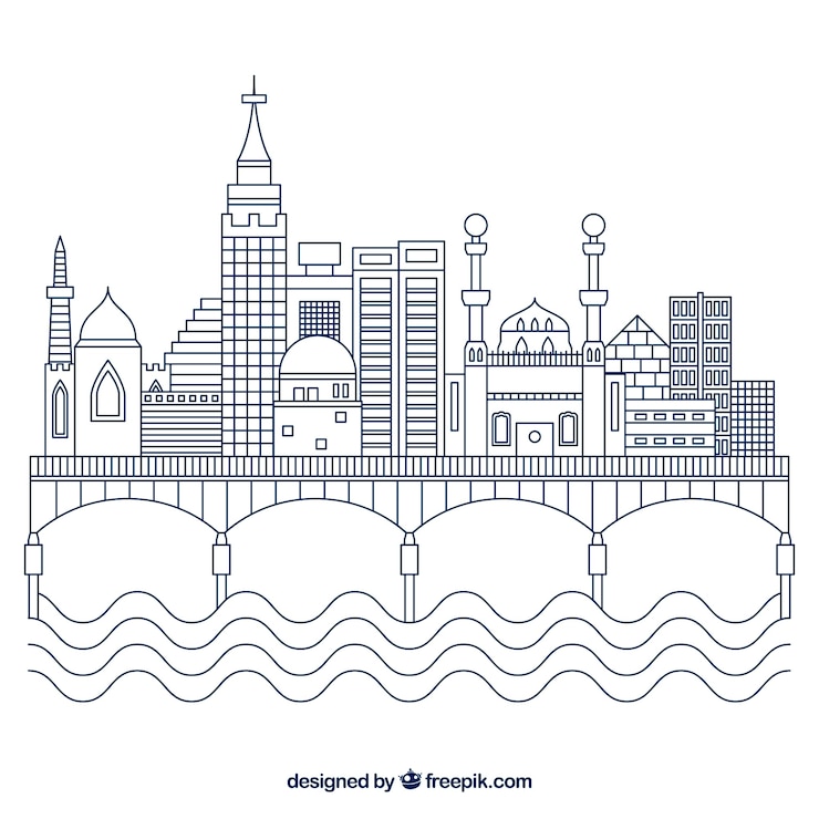Vetor grátis skyline de cairo moderno com estilo linear