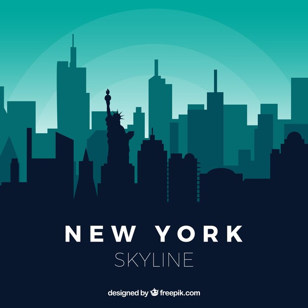 Skyline de Nova York em tons verdes