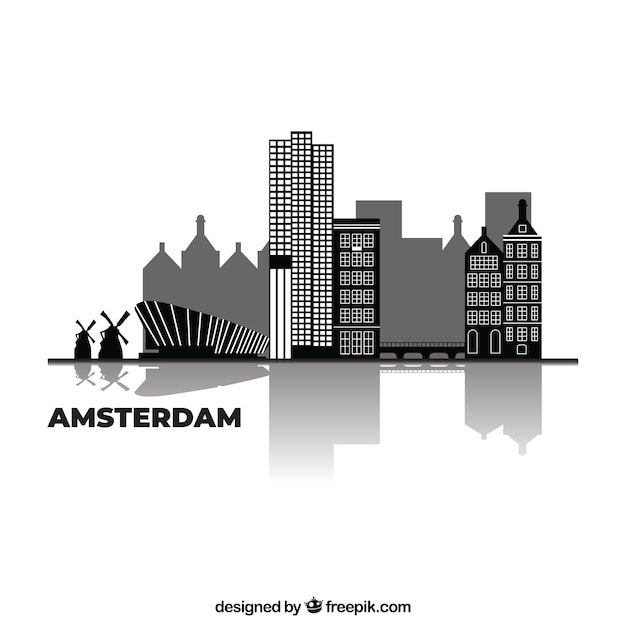 Vetor grátis skyline design de amsterdã