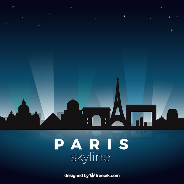 Vetor grátis skyline noturna de paris