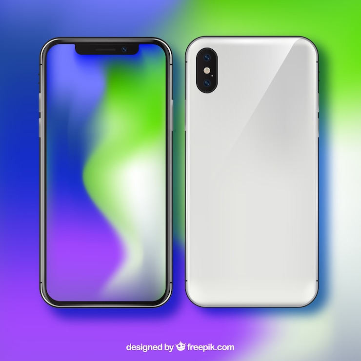 Vetor grátis smartphone com papel de parede gradiente
