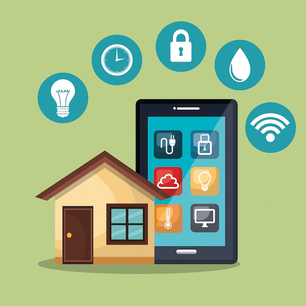 Smartphone controlando casa inteligente