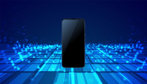 Smartphone móvel tecnologia digital fundo azul