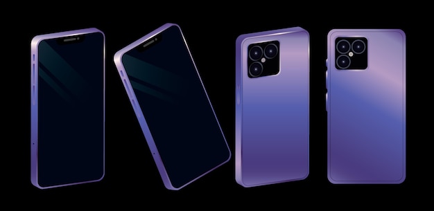 Vetor grátis smartphone realista em diferentes perspectivas