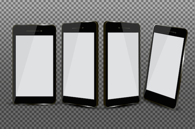 Vetor grátis smartphone realista em diferentes pontos de vista