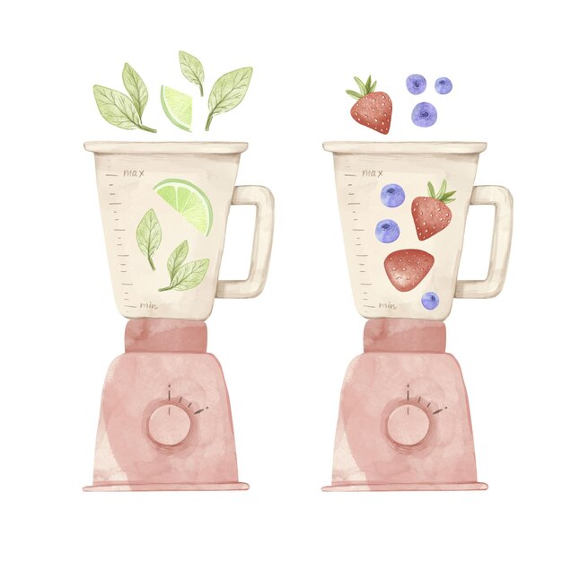 Smoothies de aquarela pintados à mão