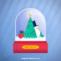 Vetor grátis snowglobe de natal da árvore