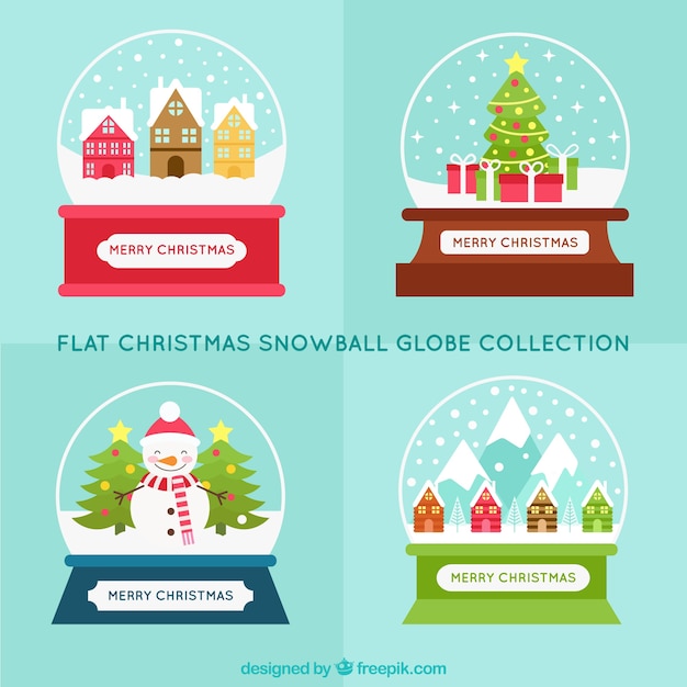 Snowglobes natal embalar em design plano