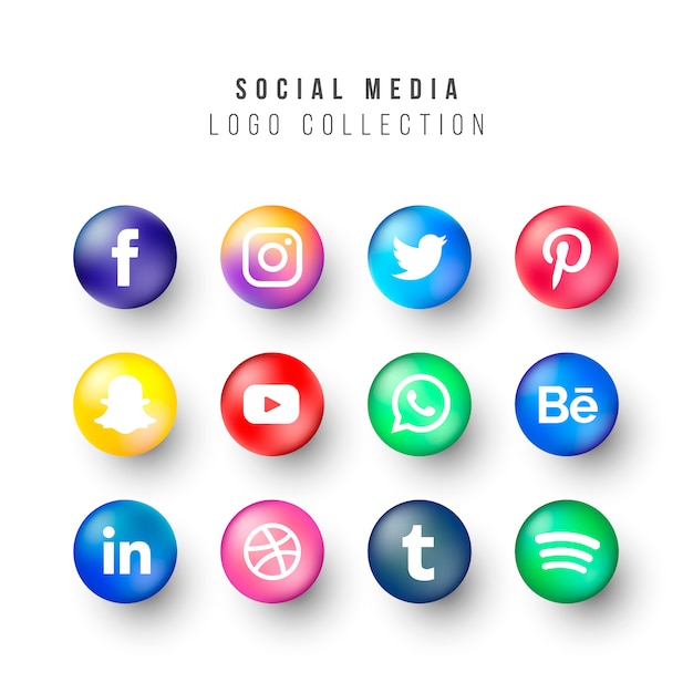 Social media logos coleção com círculos realistas