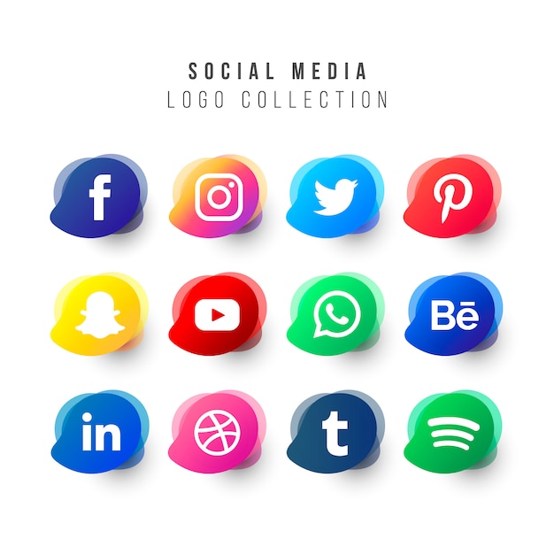 Social media logos coleção com formas líquidas