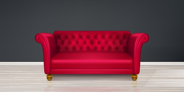 Sofá vermelho, design de interiores de habitação moderna de sofá