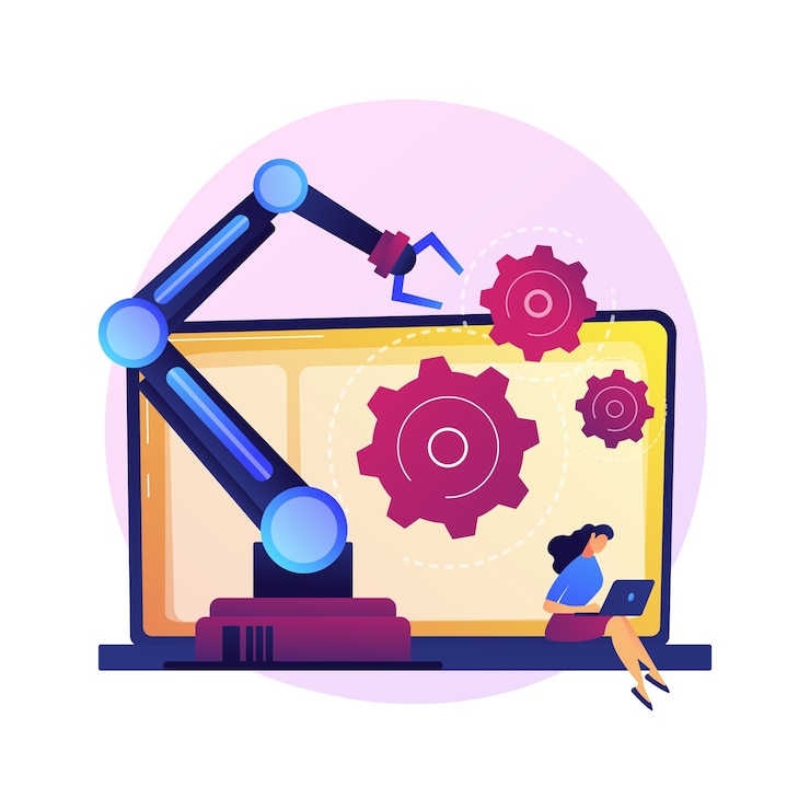 Vetor grátis software de automação de marketing e crm. soluções baseadas na web, gestão de relacionamento com o cliente, comércio digital. gestão da experiência do cliente.