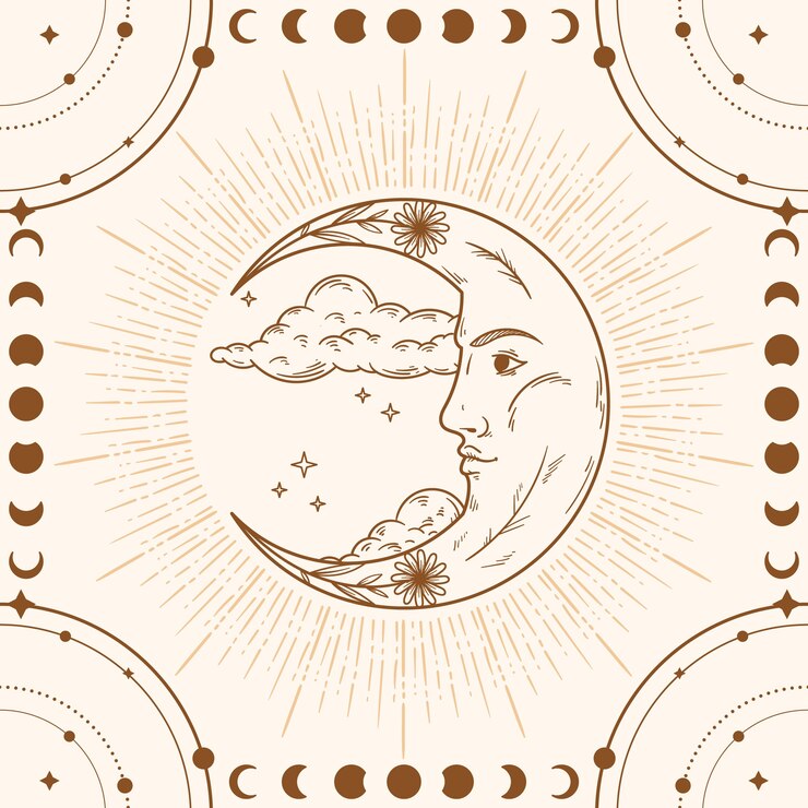 Vetor grátis sol desenhado à mão e ilustração de desenho de lua