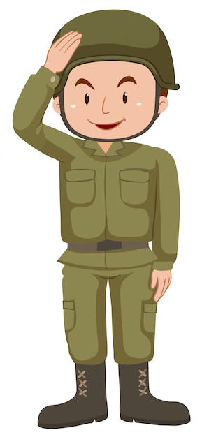 Vetor grátis soldado em uniforme verde