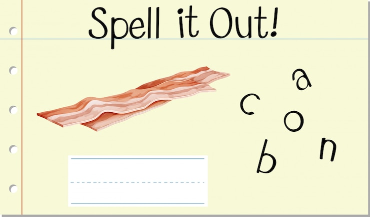 Vetor grátis soletrar palavra em inglês bacon