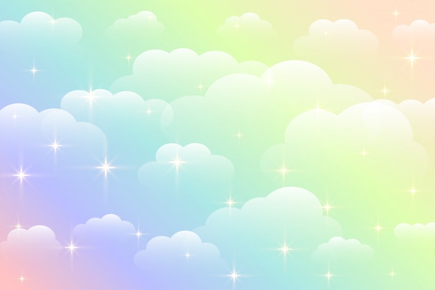 Vetor grátis sonhador arco-íris cor belas nuvens fundo