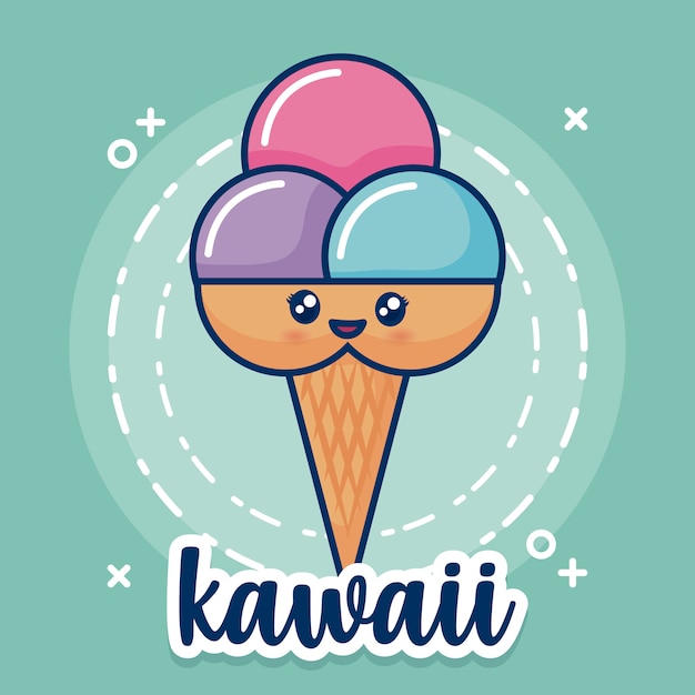 Vetor grátis sorvete kawaii