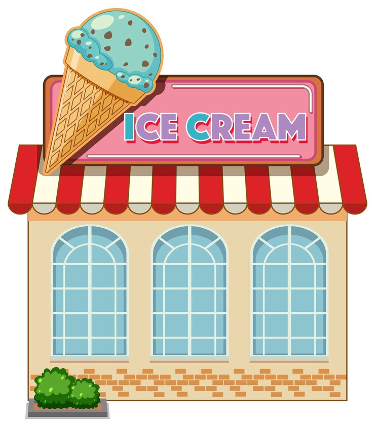 Vetor grátis sorveteria com grande logotipo de sorvete isolado