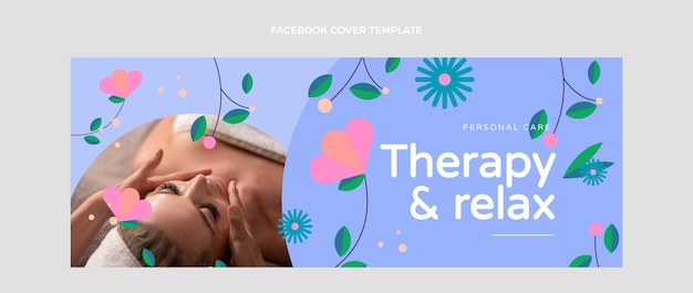 Spa floral de design plano oferece capa do facebook