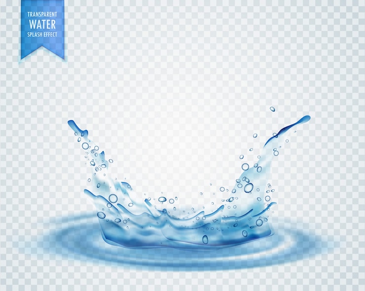 Vetor grátis splash de água azul com ondulações isoladas em fundo transparente