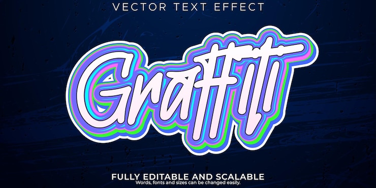 Vetor grátis spray editável de efeito de texto de graffiti e estilo de texto de rua