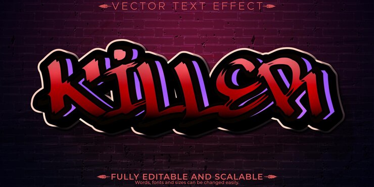 Vetor grátis spray editável de efeito de texto de graffiti e estilo de texto de rua
