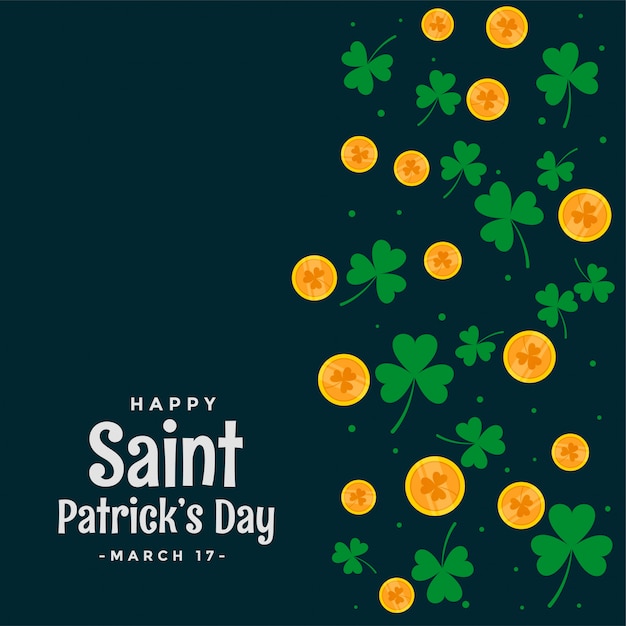 St patricks dia folhas e moedas de fundo