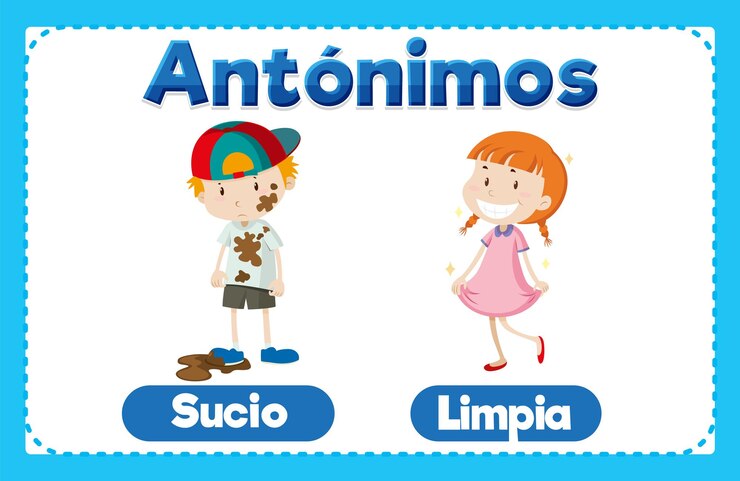 Vetor grátis sucio e limpia um cartão de palavras espanhol em ilustração vetorial