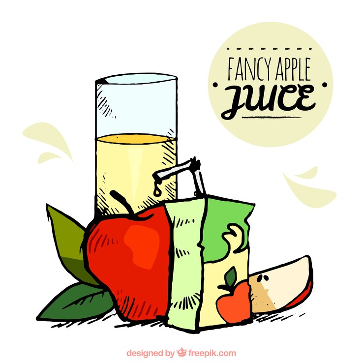 Vetor grátis suco de maçã desenhado à mão