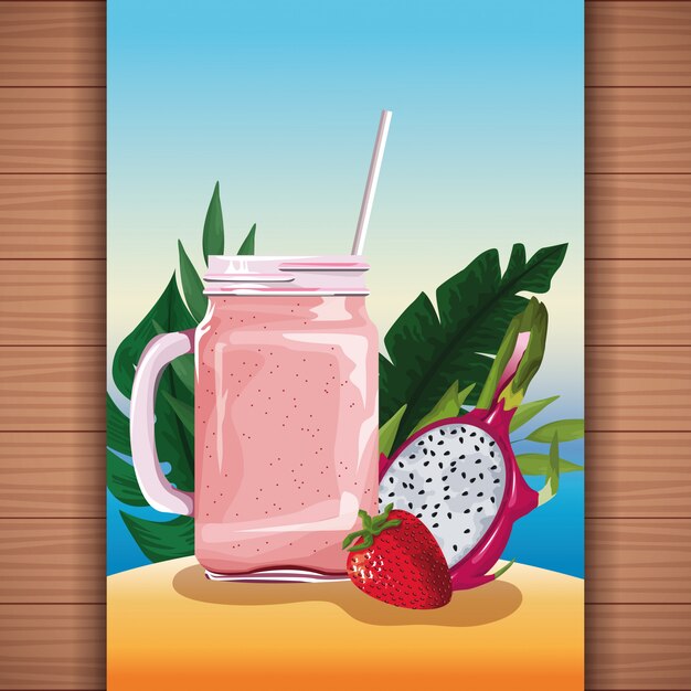 Sucos de frutas tropicais de verão