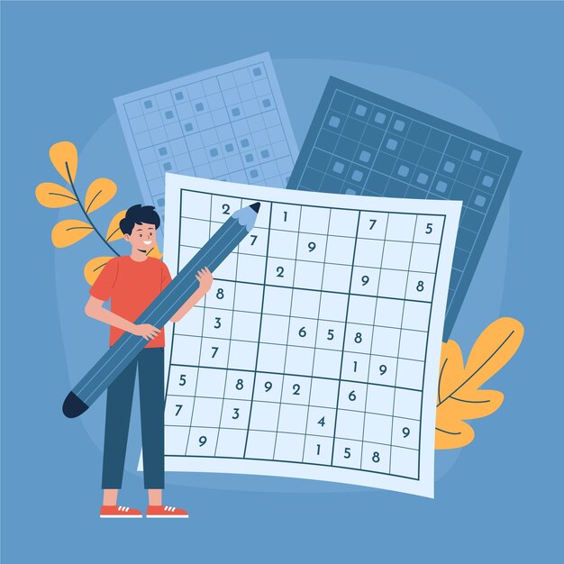 Sudoku de design plano desenhado à mão