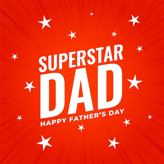 Superstar pai feliz dia dos pais design de cartaz vermelho