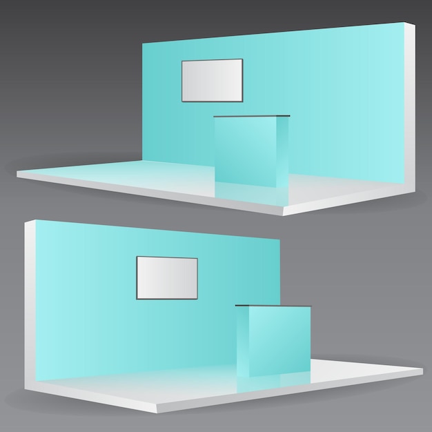 Vetor grátis suporte de exposição de maquete de cabine de parede simples para renderização em 3d de eventos