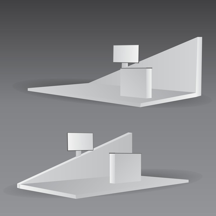 Vetor grátis suporte de exposição de maquete de cabine de parede simples para renderização em 3d de eventos