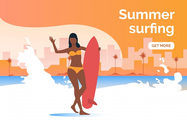 Vetor grátis surf de verão tem mais apresentação