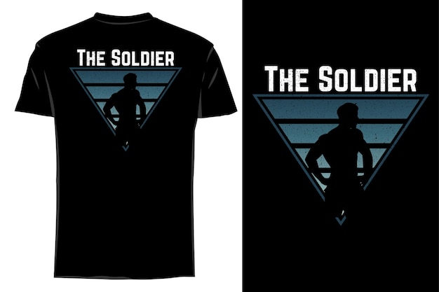 T-shirt maquete silhueta do soldado retro vintage