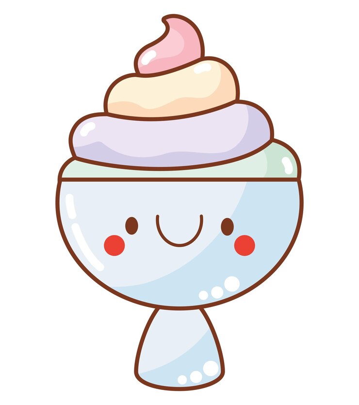 Vetor grátis taça de gelado kawaii