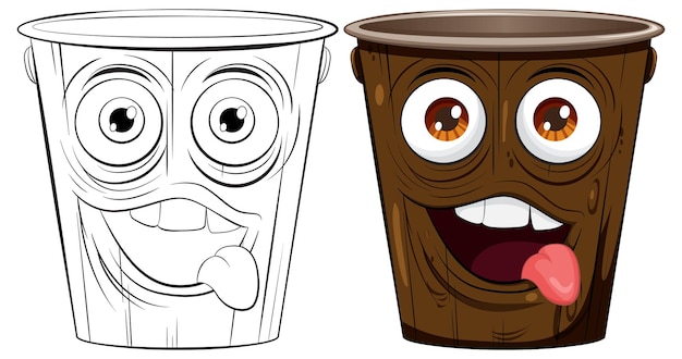 Vetor grátis taças de café animadas com rostos expressivos