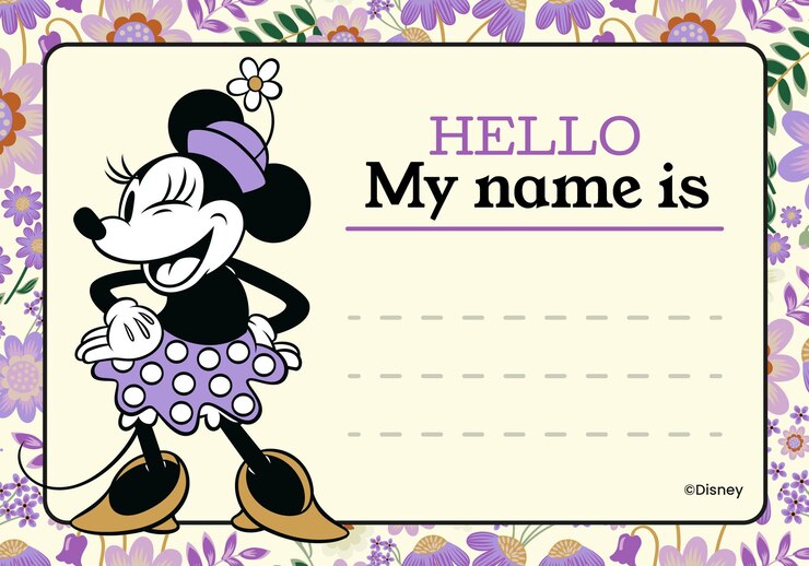 Vetor grátis tag de nome da minnie mouse